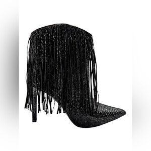 I.N.C. International Concepts SAHOJ Western Fringe Rhinestone Bootie Size 6